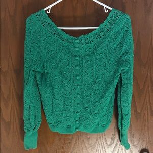 Sézane Emerald Button-Up Cardigan